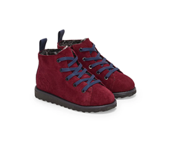 3008 BOOT SUEDE KIDS LACE UP RED CABERNET NAVY